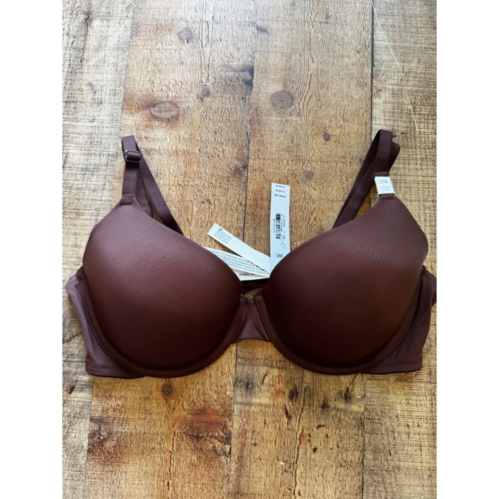 Pink Victoria's Secret Brown Wear Everywhere T-Shirt Bra 38C Lightly Lined
